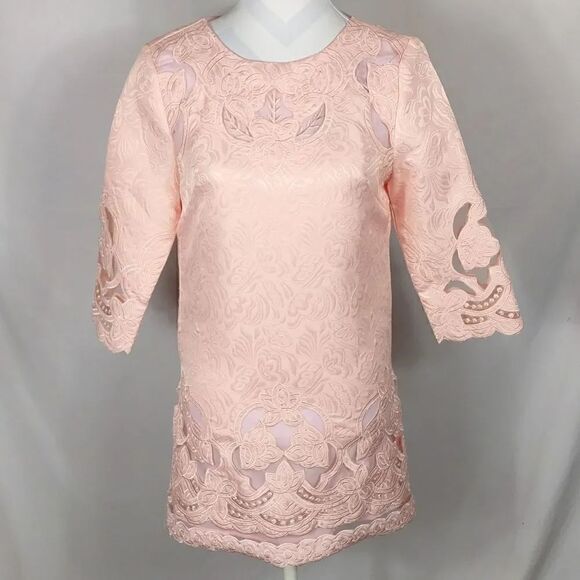 Metisu Dresses & Skirts - NWT Metisu Pink Lace Cutout Mini Dress